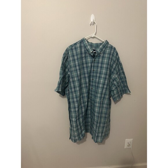 Other - Harbor Bay Men's Short Sleeve 3xlt Checkered Green and Blue